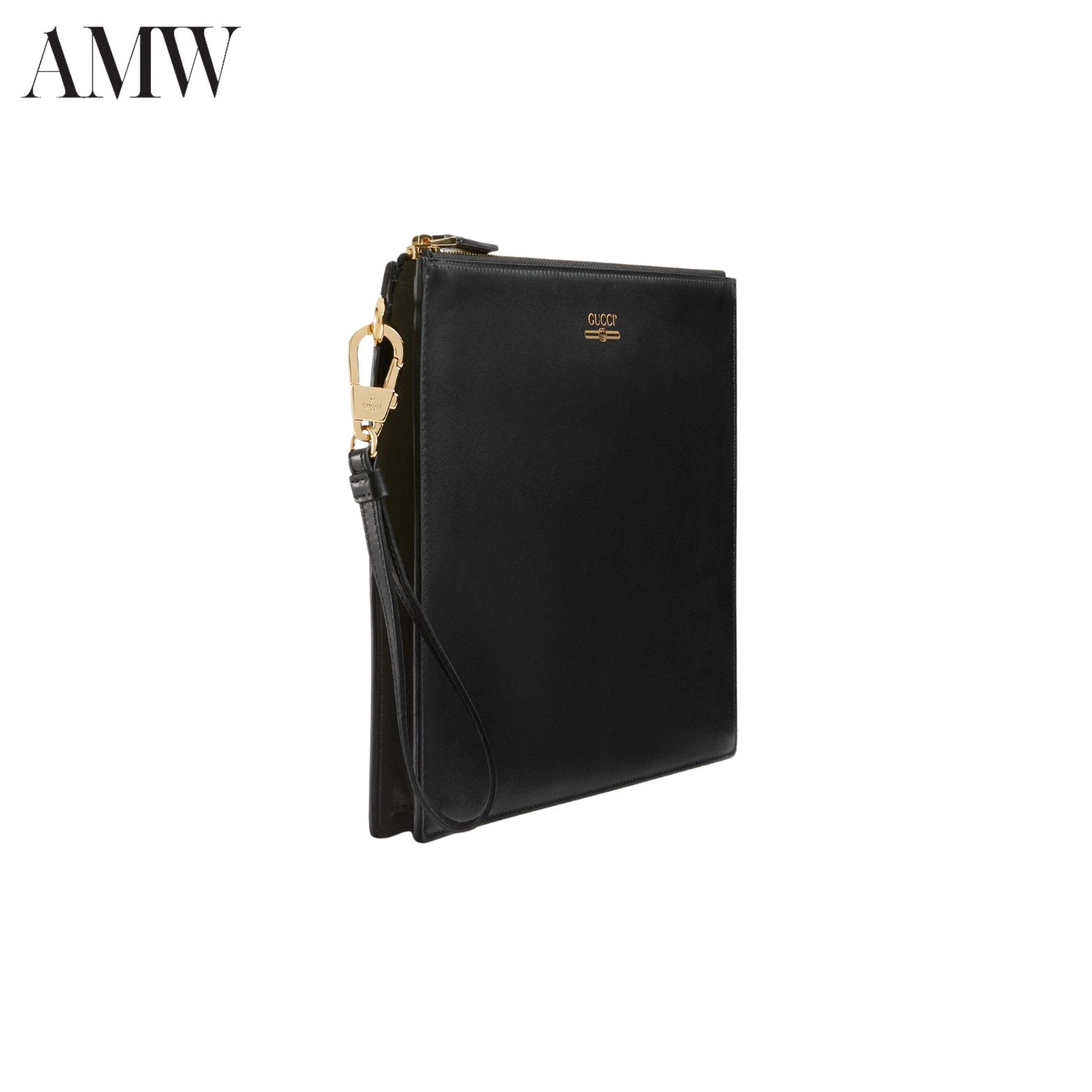GUCCI Leather pouch with Gucci logo