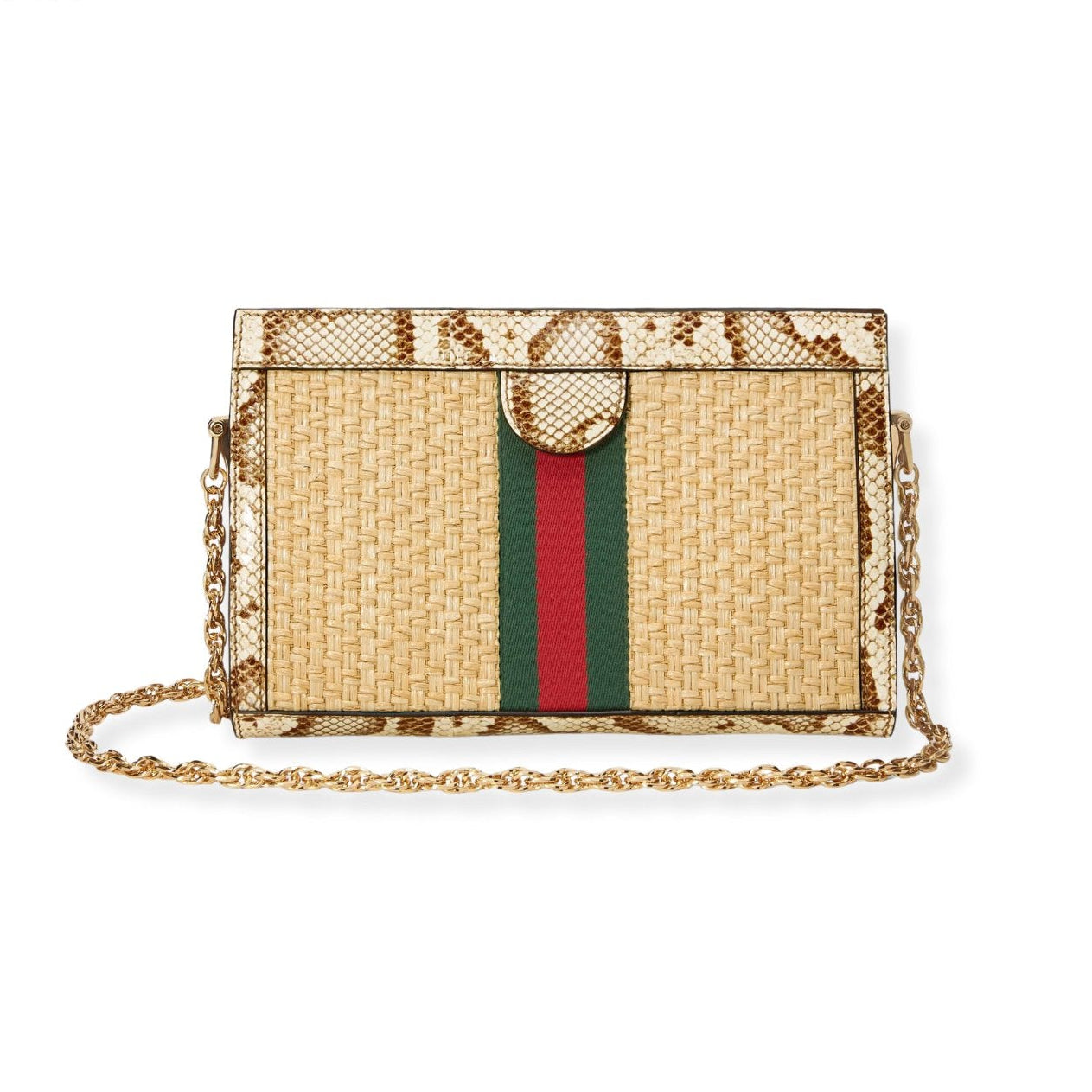 GUCCI Ophidia Straw Small Shoulder Bag