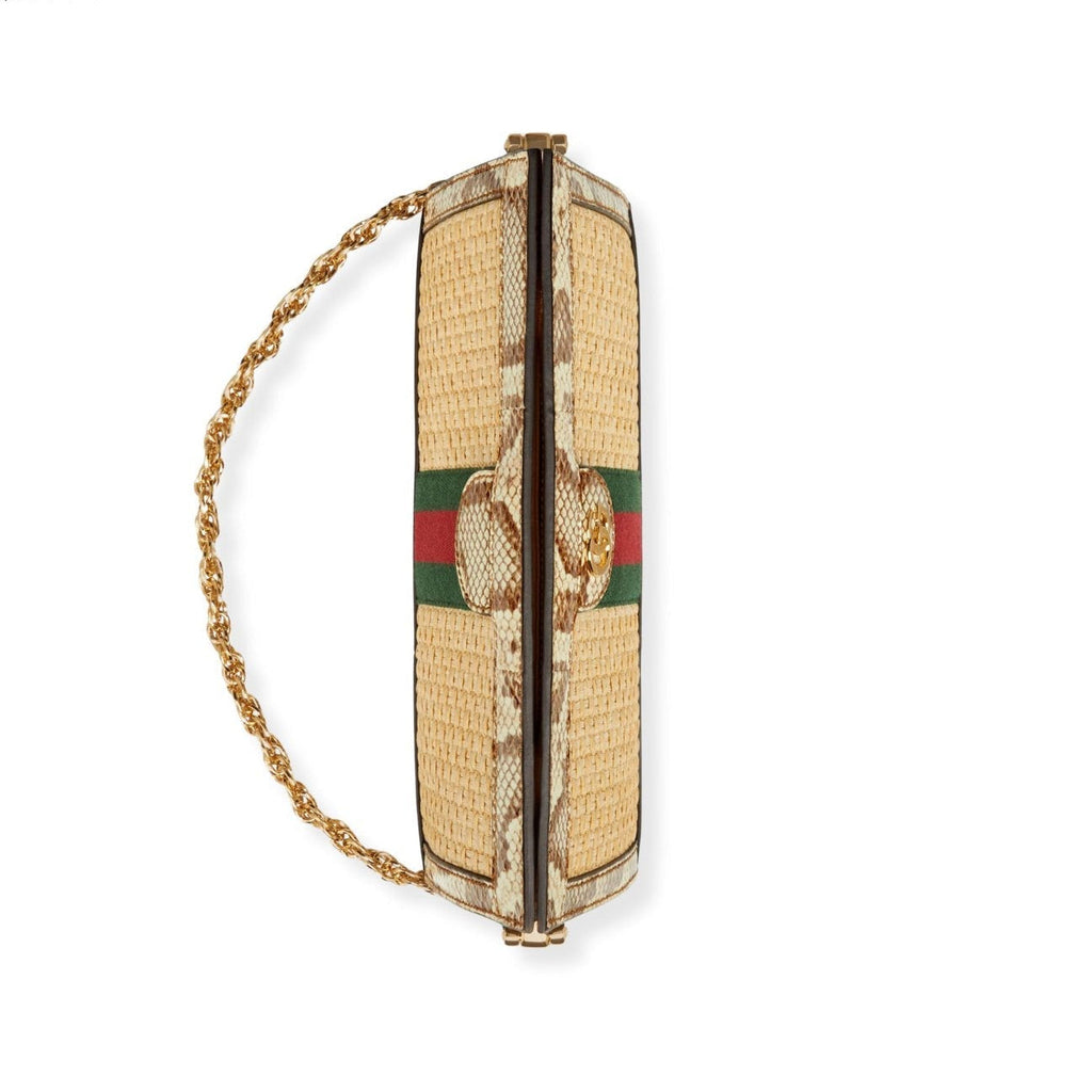 GUCCI Ophidia Straw Small Shoulder Bag