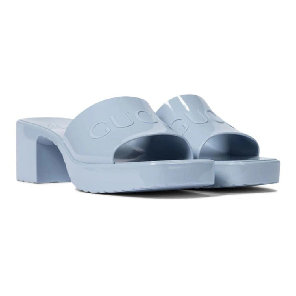 GUCCI Rubber Logo Platform Slide Sandal