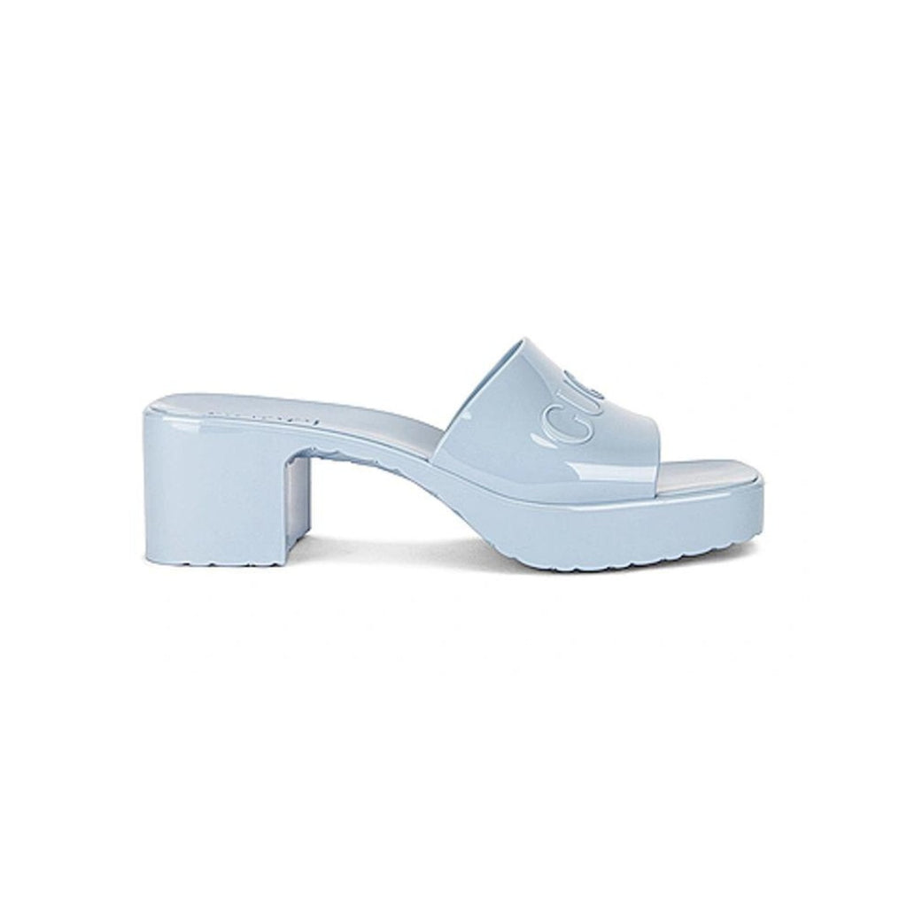GUCCI Rubber Logo Platform Slide Sandal