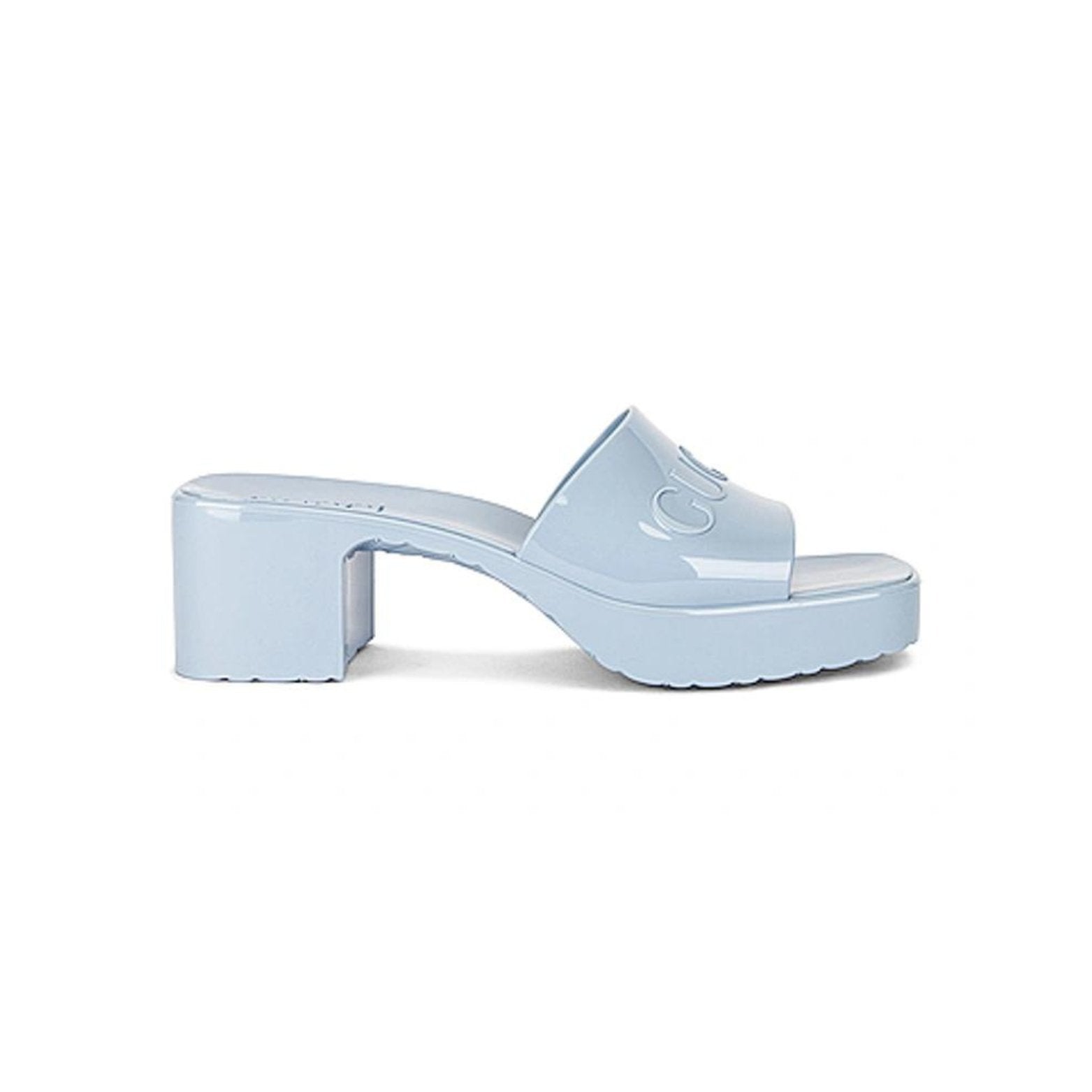 GUCCI Rubber Logo Platform Slide Sandal