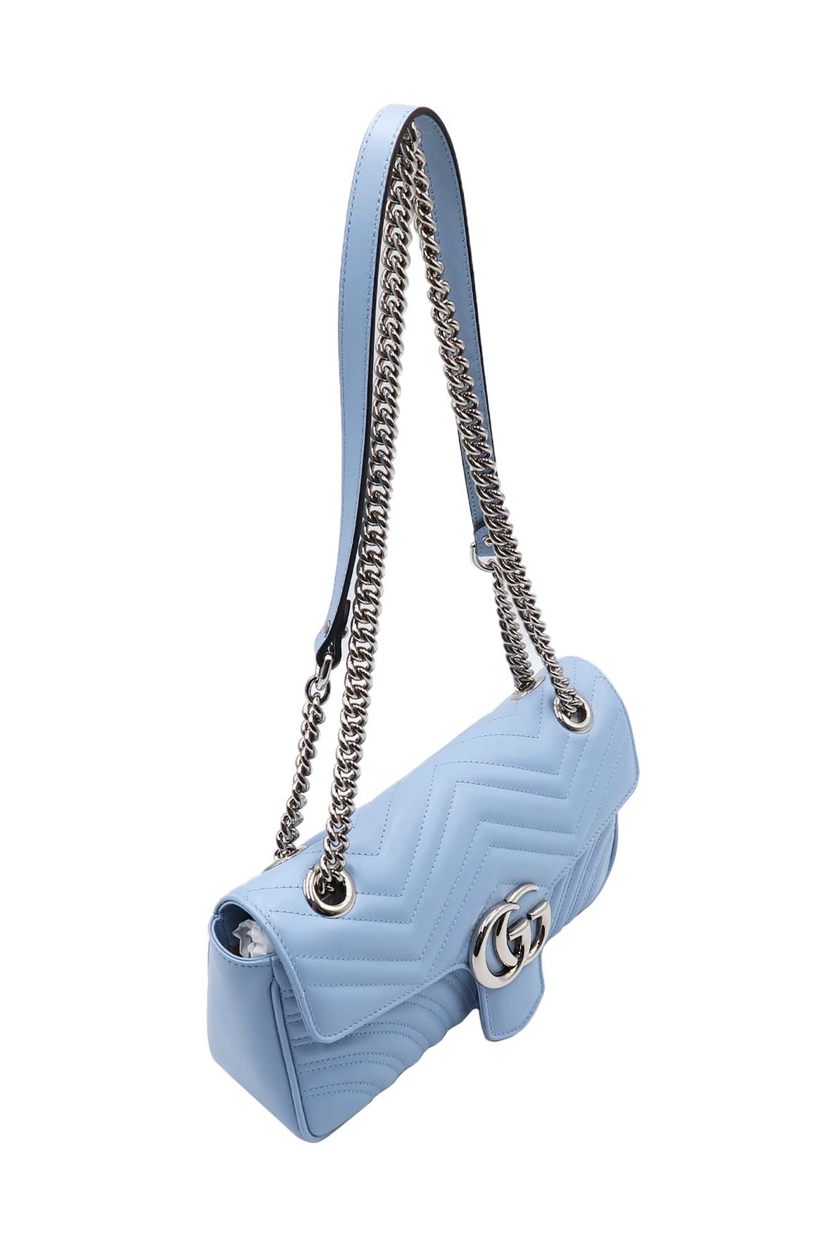 Small GG Marmont Matelasse Shoulder Bag PorCelinelain Light Blue