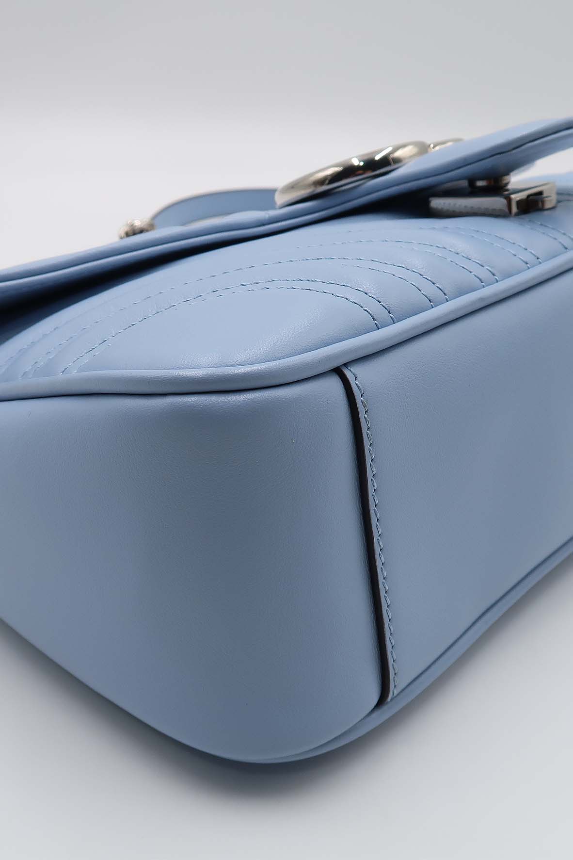 Small GG Marmont Matelasse Shoulder Bag PorCelinelain Light Blue