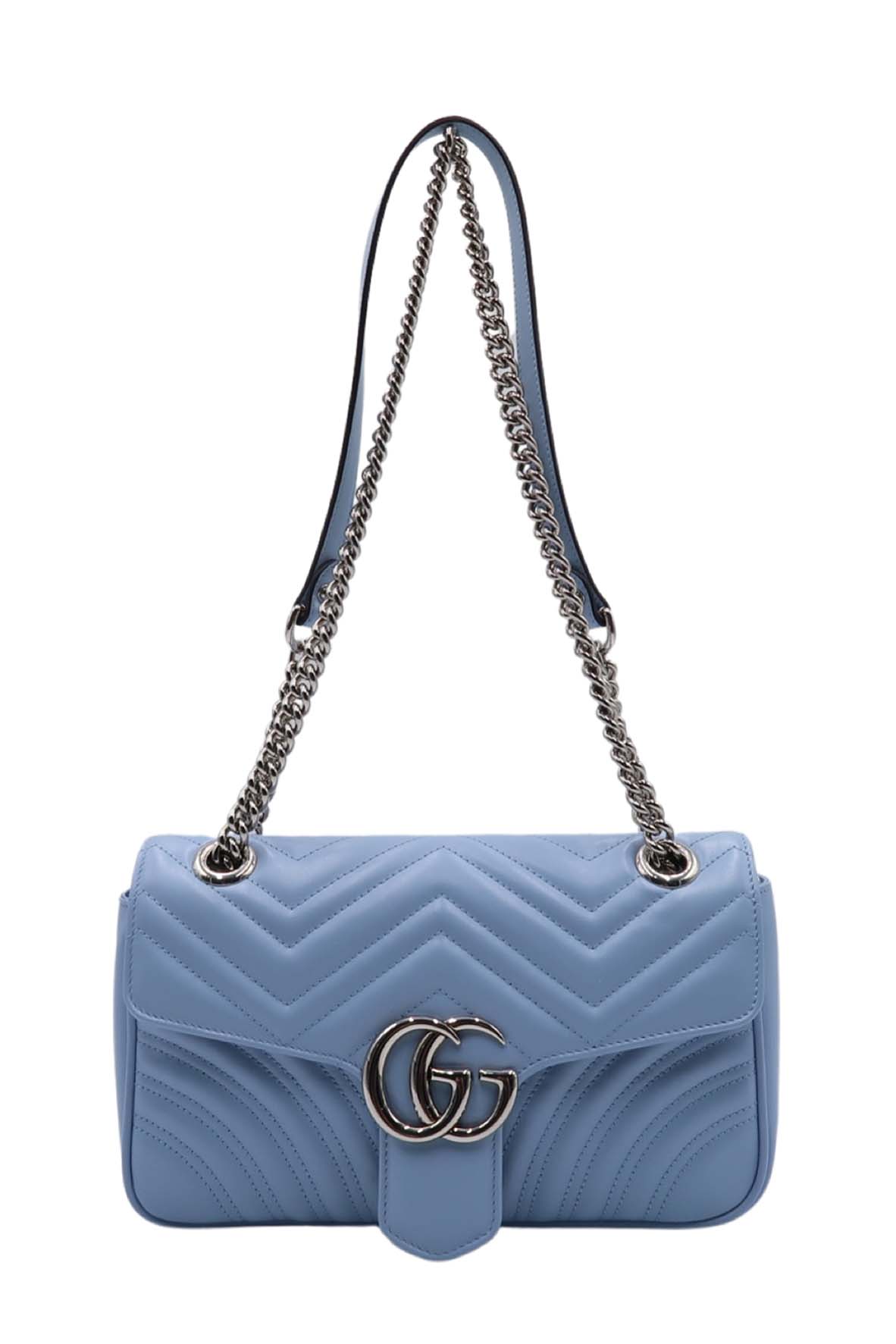 Small GG Marmont Matelasse Shoulder Bag PorCelinelain Light Blue