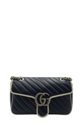 GG Marmont Small Matelasse Shoulder Bag Navy White Blue