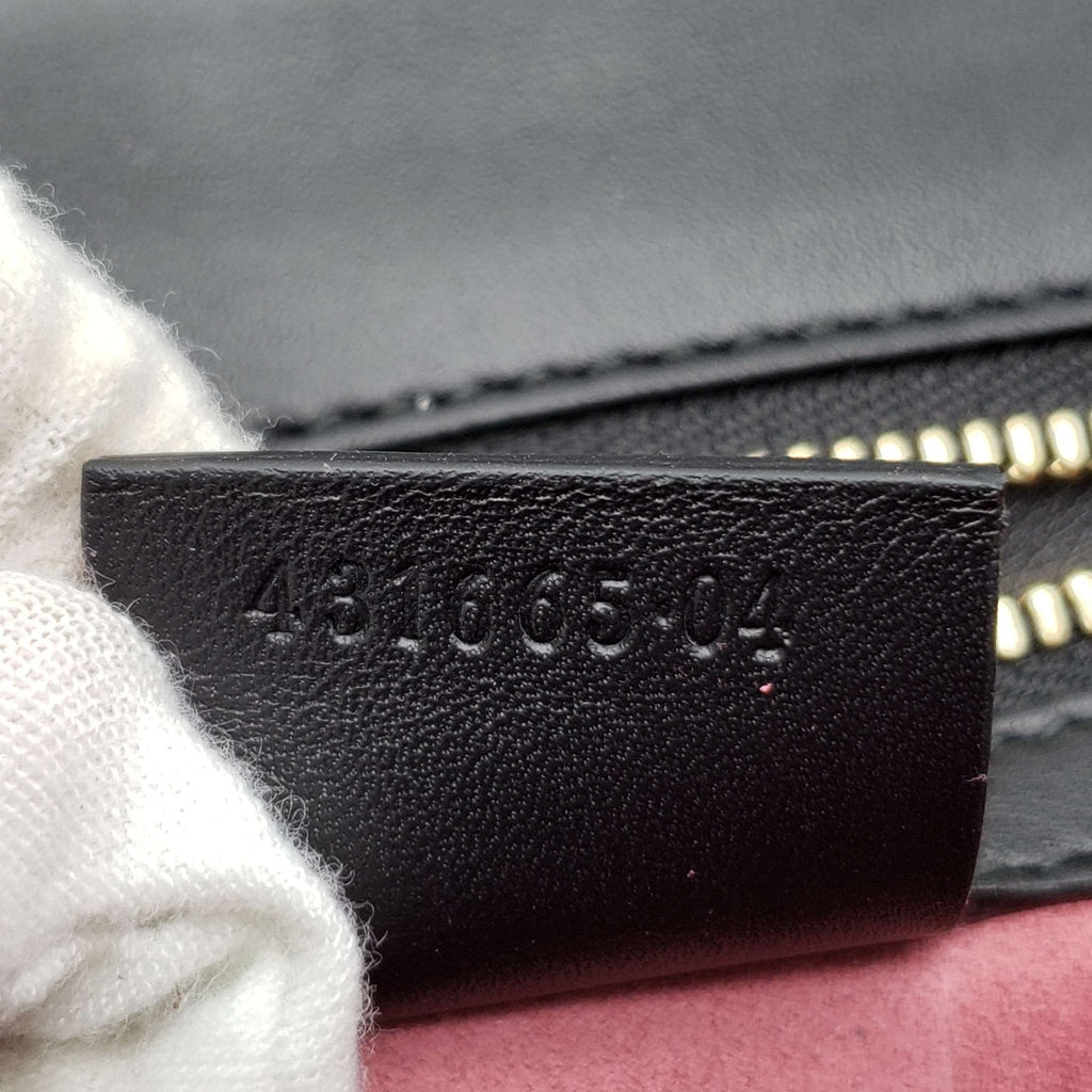 Gucci SyLouis Vuittonie Black Satin and Crystal Vintage Web Shoulder Bag