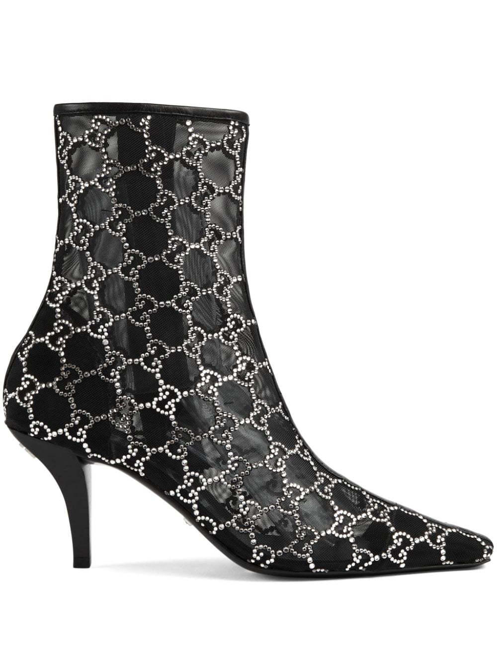 Gg Crystals-embellished Pointed-toe Mesh Ankle Boots