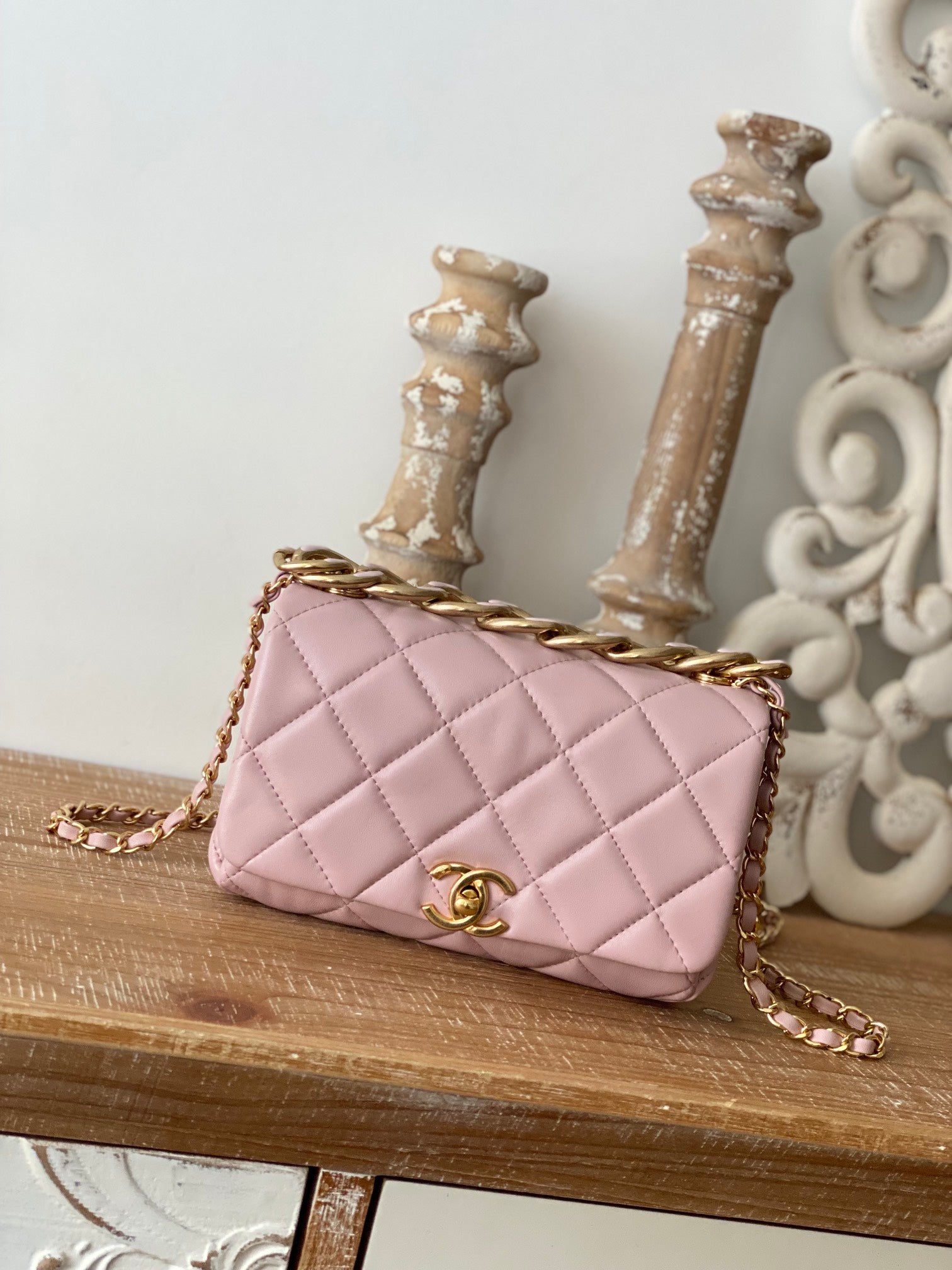 Chanel Classic Diamond Flap Bag Light PiNike For Women, Women’s Bags 9.1in/23cm