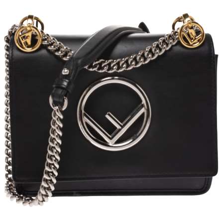 Fendi Black Leather Kan IK Shoulder Bag