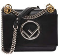 Fendi Black Leather Kan IK Shoulder Bag