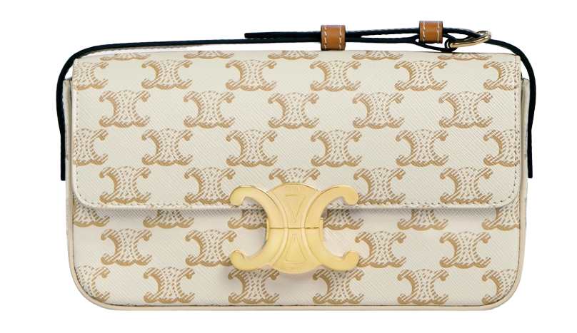 Celineline Triomphe Shoulder Bag In Triomphe Canvas/Calfskin