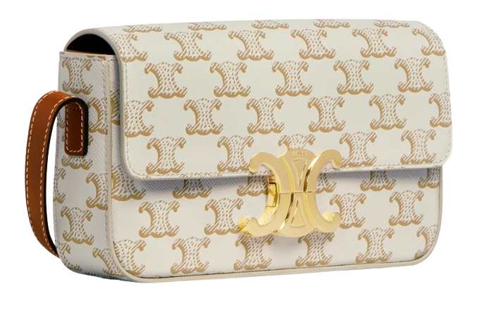 Celineline Triomphe Shoulder Bag In Triomphe Canvas/Calfskin