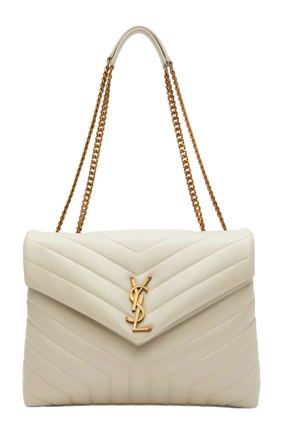 SAINT LAURENT Off-White Medium Loulou Shoulder Bag