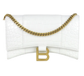 BALENCIAGA Hourglass XS with Chain Shoulder Bag in White