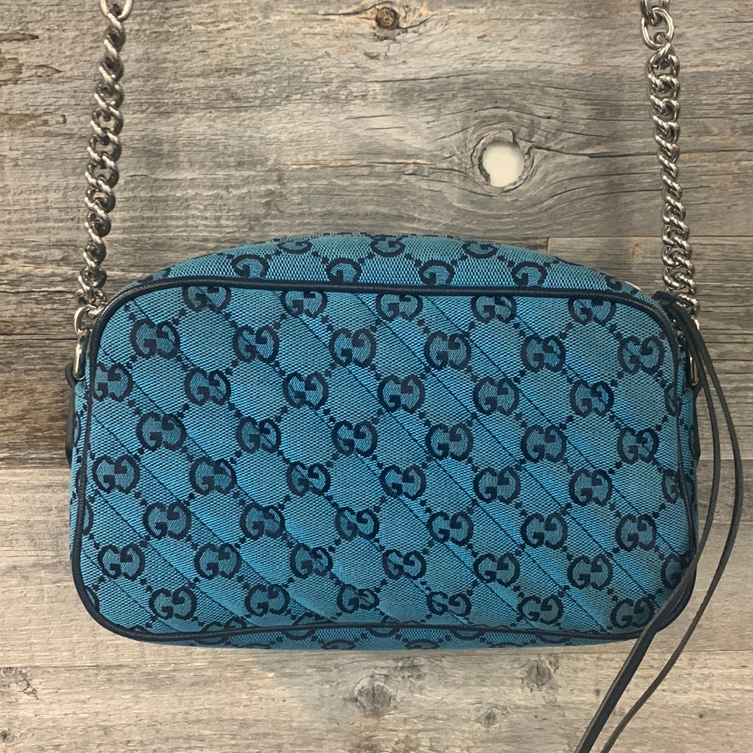 Gucci Marmont Quilted Gucci Canvas Crossbody Bag