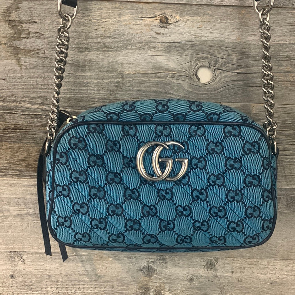 Gucci Marmont Quilted Gucci Canvas Crossbody Bag
