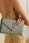 SAINT LAURENT Monogramme quilted textured-leather shoulder bag