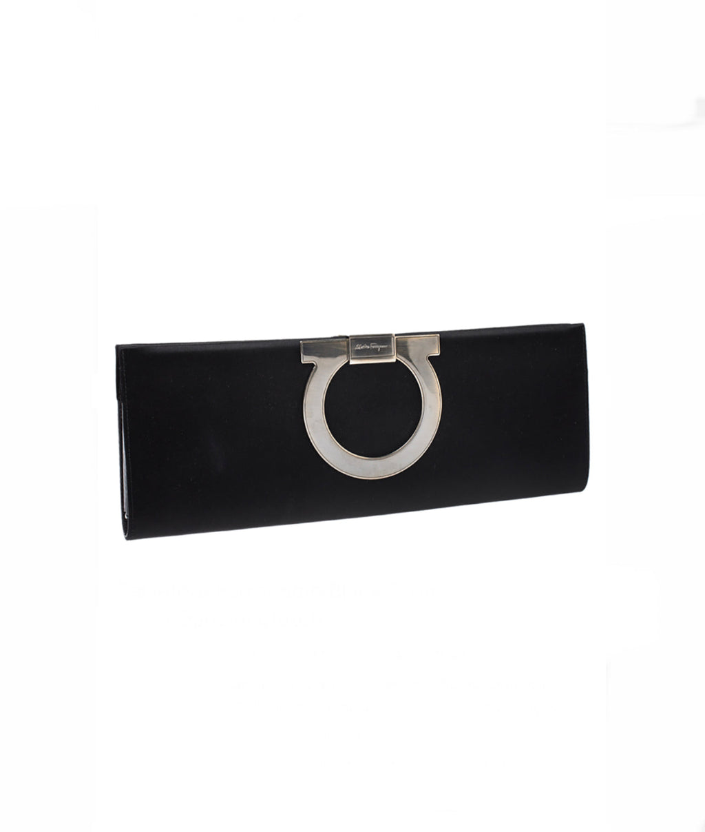 SaLouis Vuittonatore Ferragamo Black Patent Clutch Bag