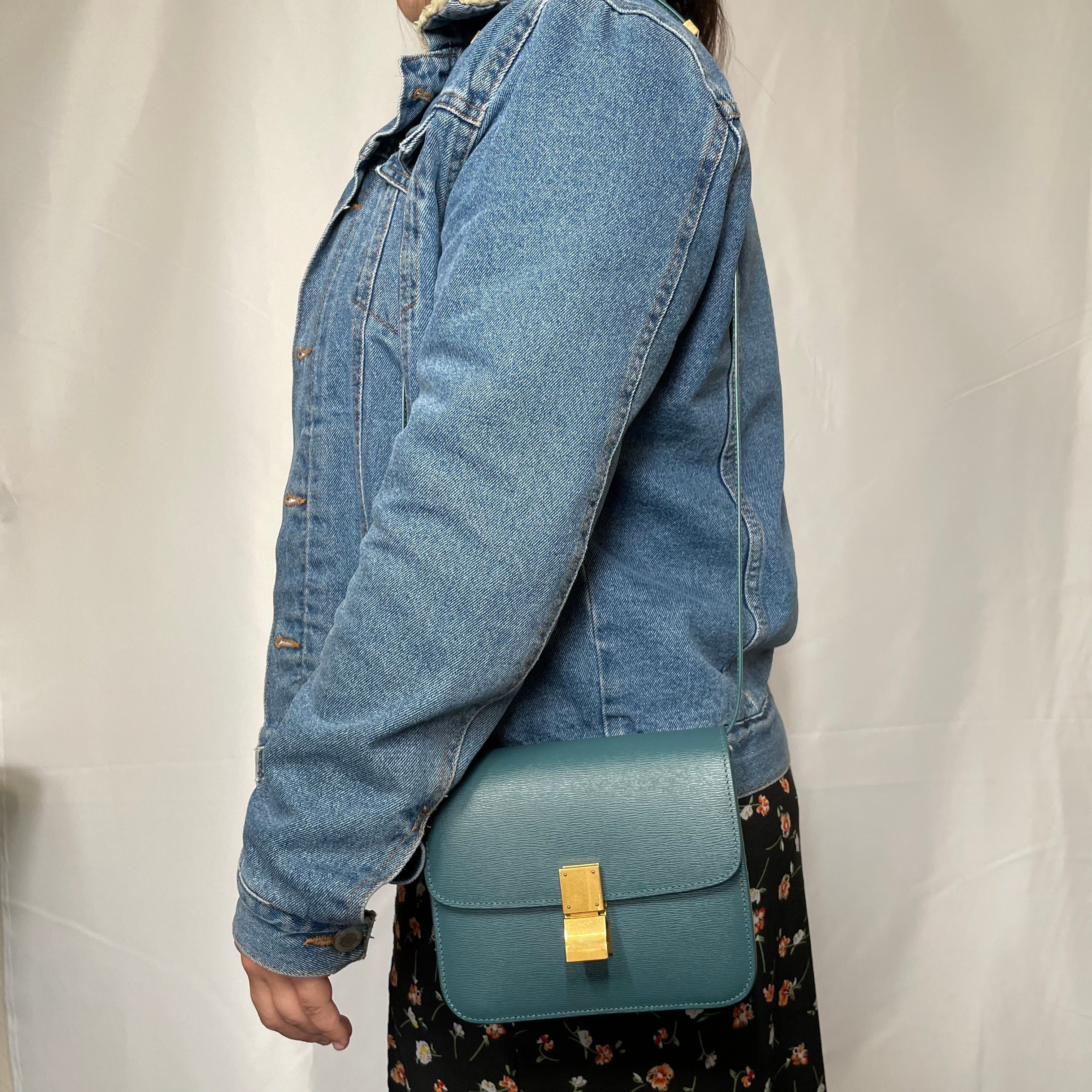 Celine Prussian Blue Calfskin Liégé Teen Classic Bag