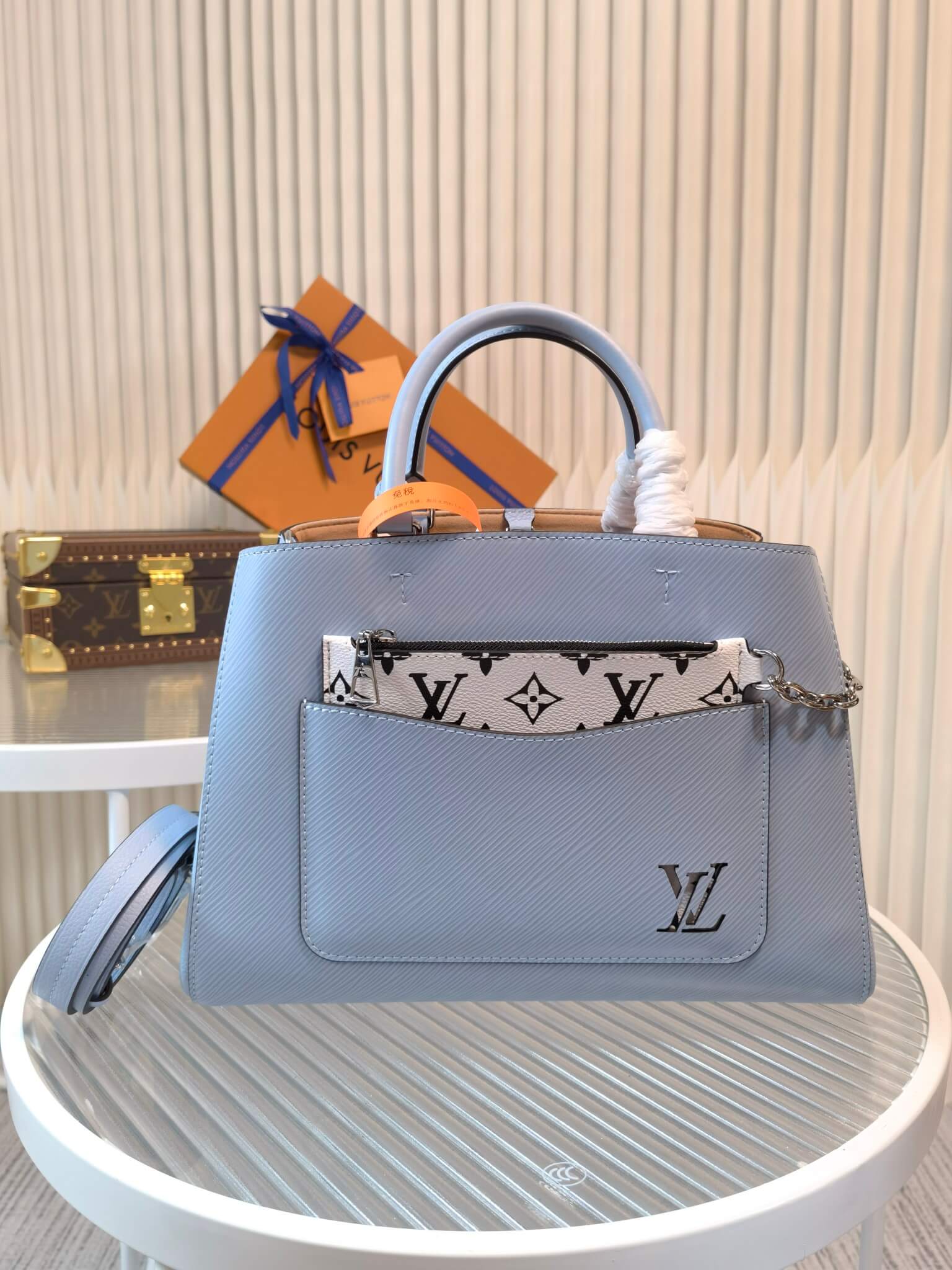 M59953 Marelle Tote MM Blue hanbag for summer free shipping