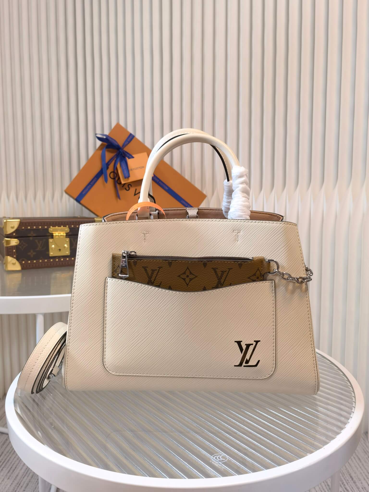 M59953 Marelle Tote MM white handbag free shipping