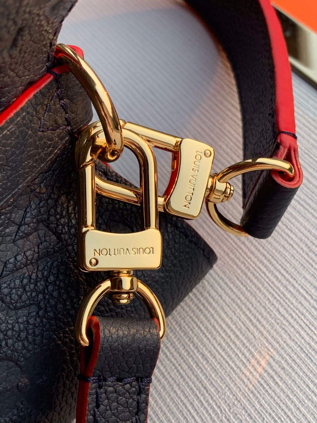 M45306 NéoNoé MM bucket bag Monogram Empreinte dark navy blue