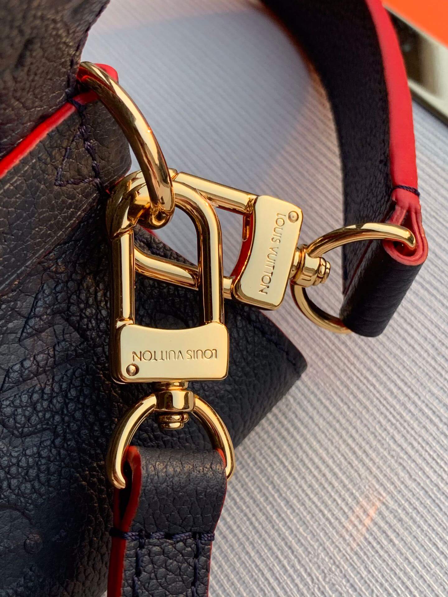 M45306 NéoNoé MM bucket bag Monogram Empreinte dark navy blue
