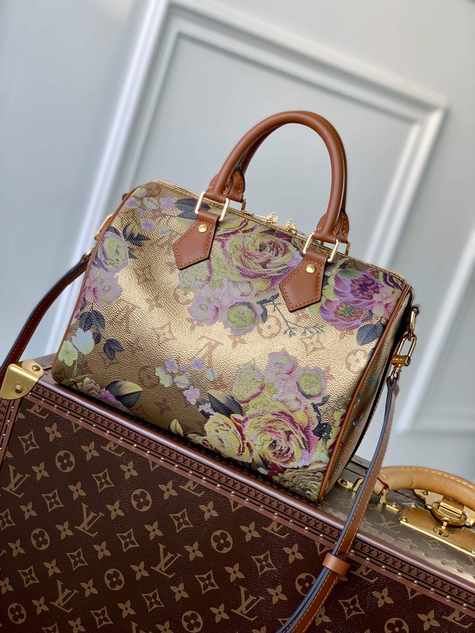 M21317 SPEEDY BANDOULIÈRE 25cm Travel bag Metallic coated canvas