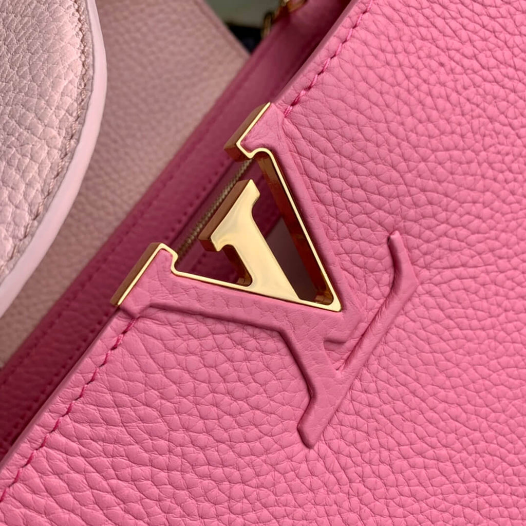 M22375 Capucines MM Taurillon 31.5cm pink COWHIDE/ REAL LEATHER