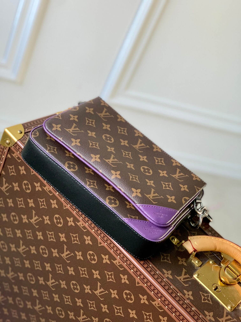 M46266 Trio Sac Plat Monogram Macassar 25cm purple