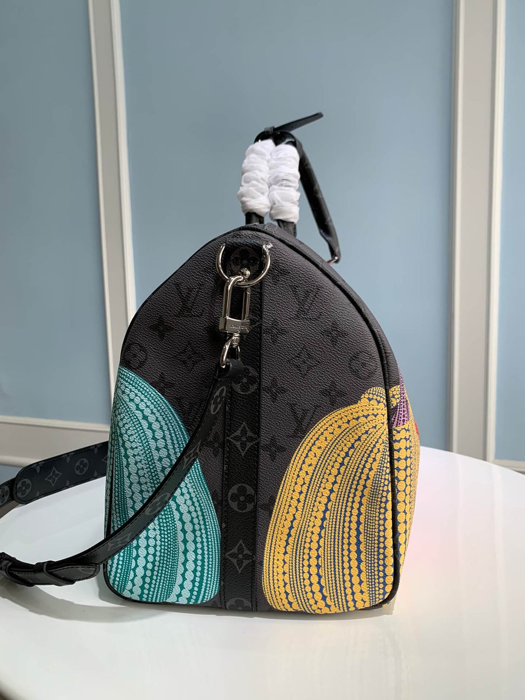 M46441 x YK KEEPALL Bandoulière 45 Monogram Black Flower COWHIDE/ REAL LEATHER