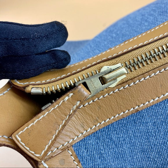 Hermès Vintage Blue Denim Fabric shoulder bag TWS