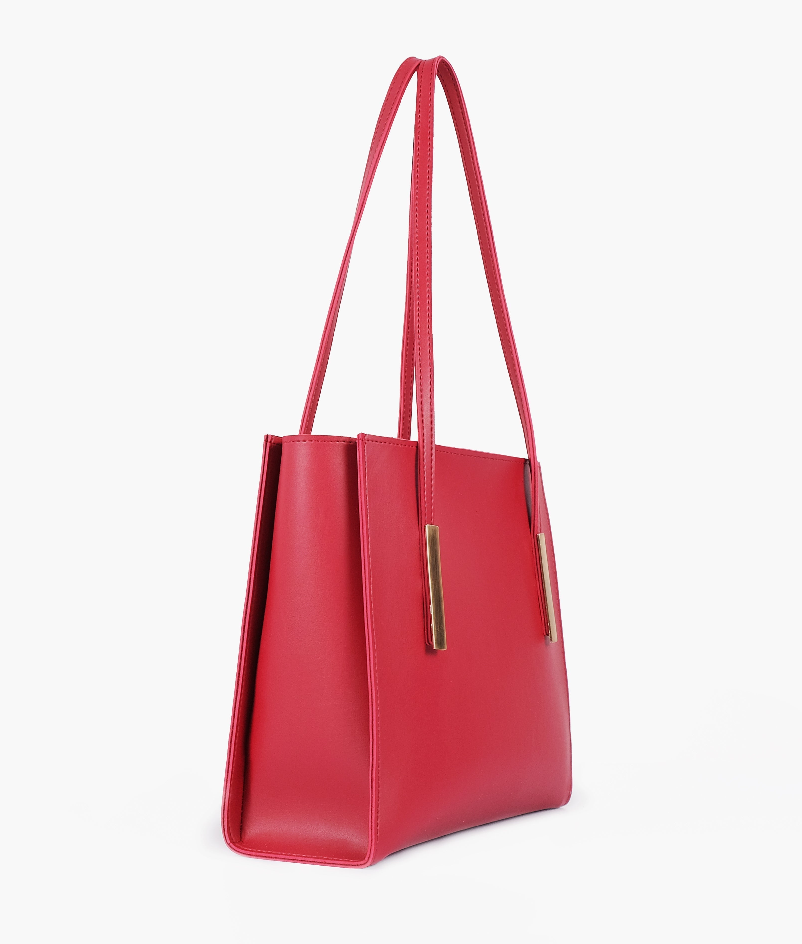 Maroon zipper shoulder bag with long handle