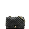 Chanel Maxi Double Flap Leather Shoulder Bag Black