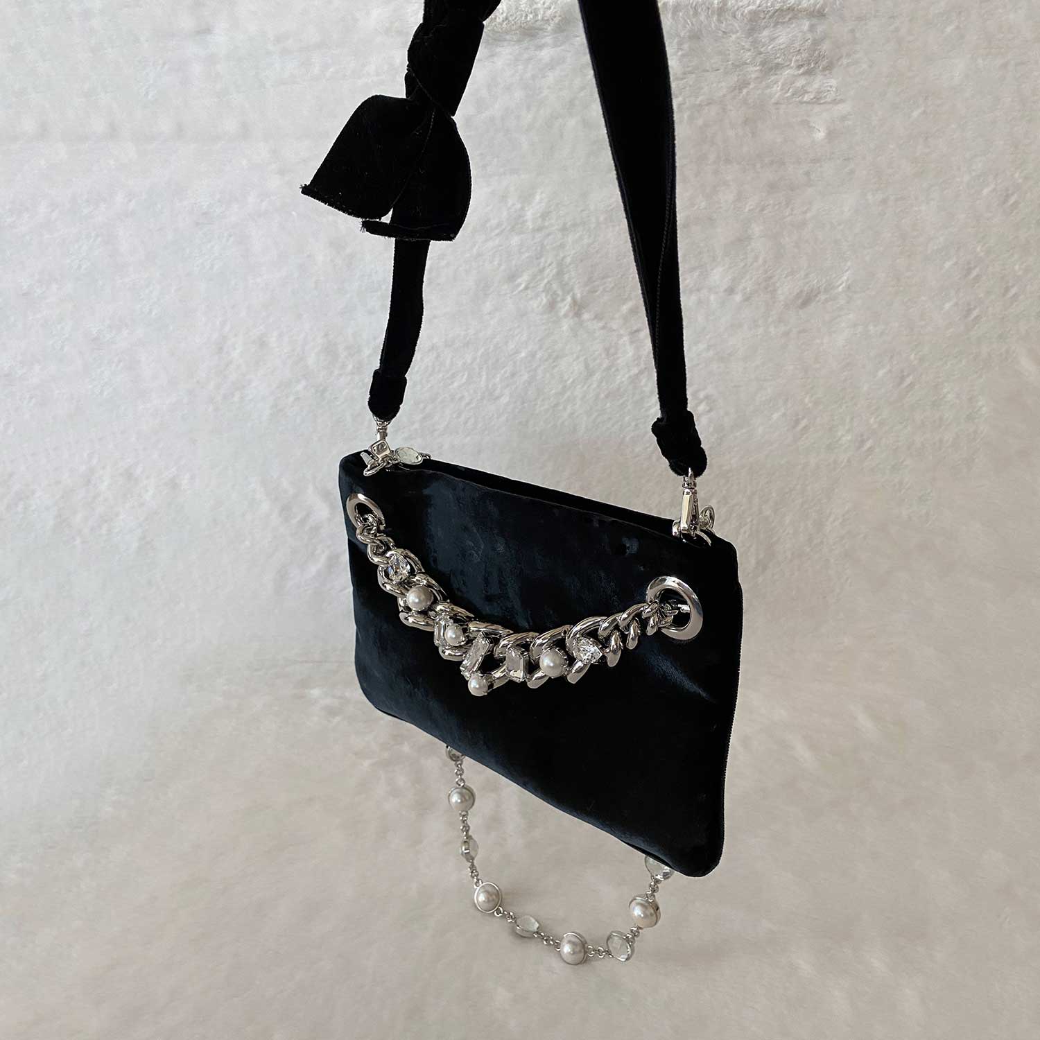Miu Miu Crystal Pearls VeLouis Vuittonet Shoulder Bag