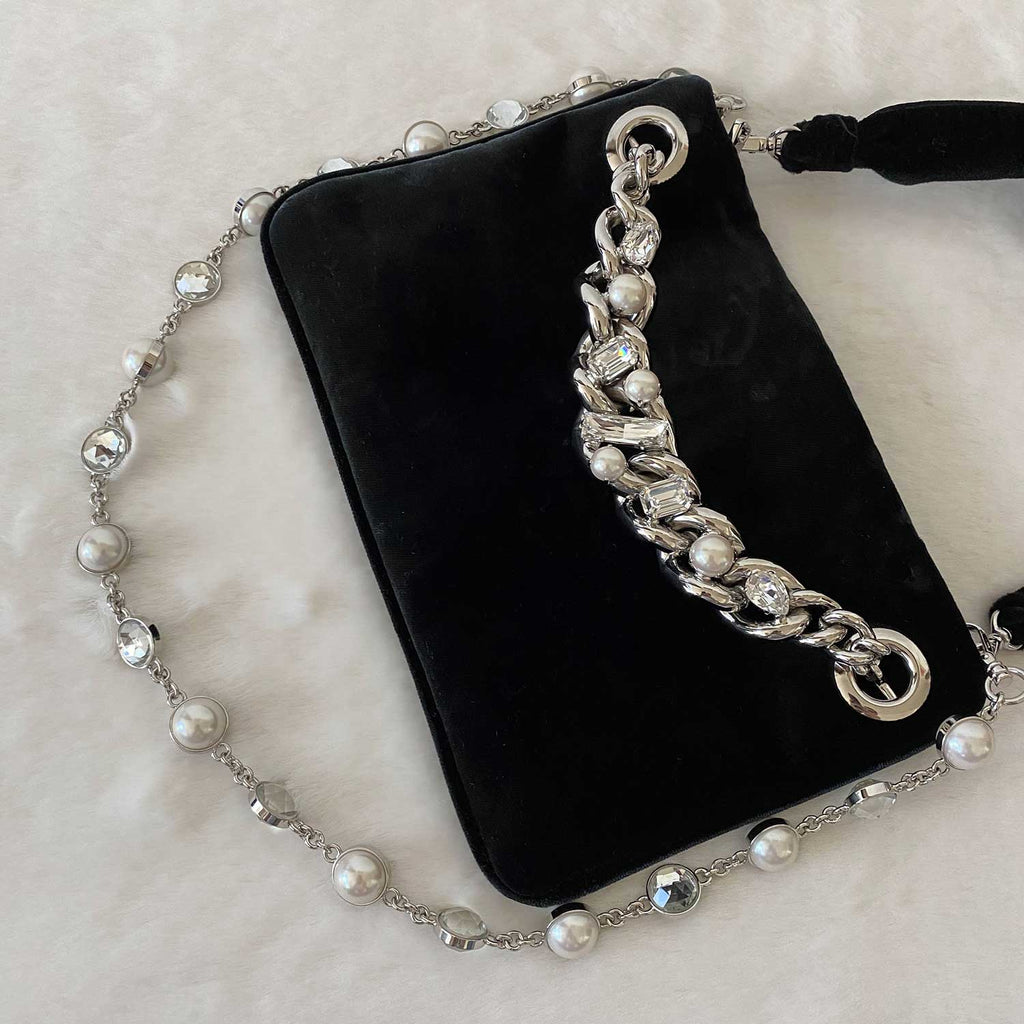 Miu Miu Crystal Pearls VeLouis Vuittonet Shoulder Bag