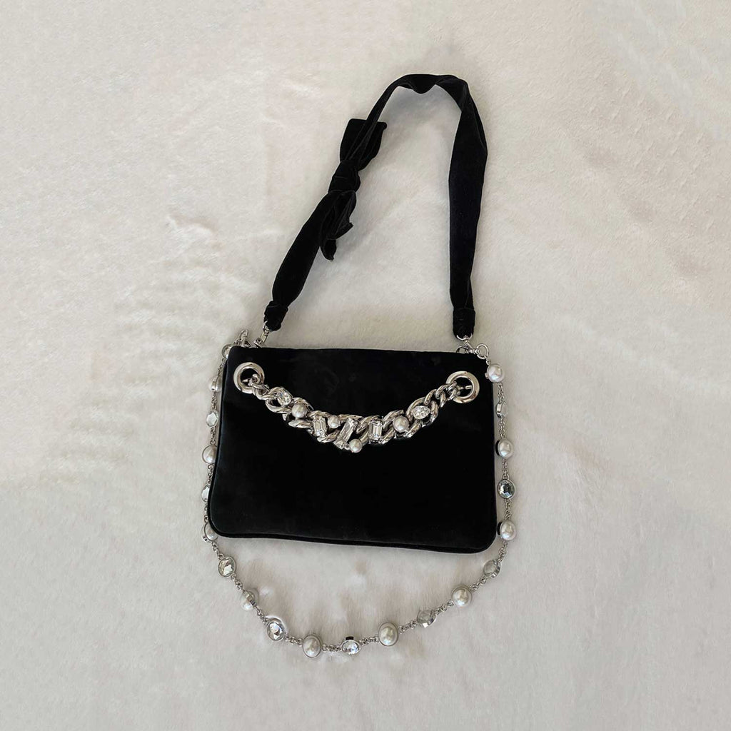 Miu Miu Crystal Pearls VeLouis Vuittonet Shoulder Bag