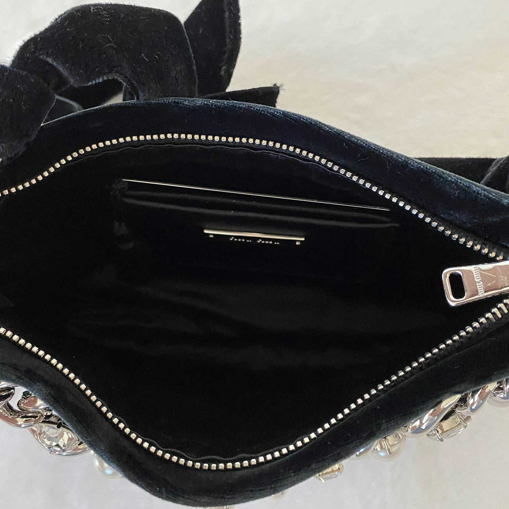 Miu Miu Crystal Pearls VeLouis Vuittonet Shoulder Bag