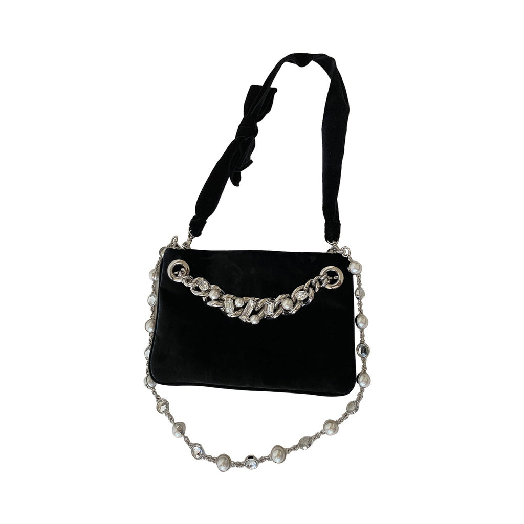 Miu Miu Crystal Pearls VeLouis Vuittonet Shoulder Bag