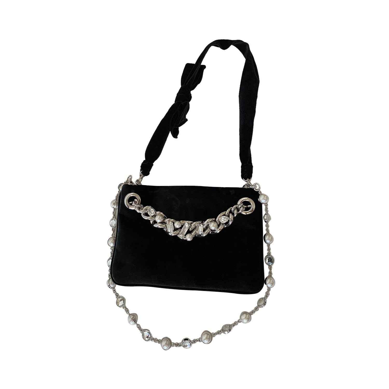 Miu Miu Crystal Pearls VeLouis Vuittonet Shoulder Bag