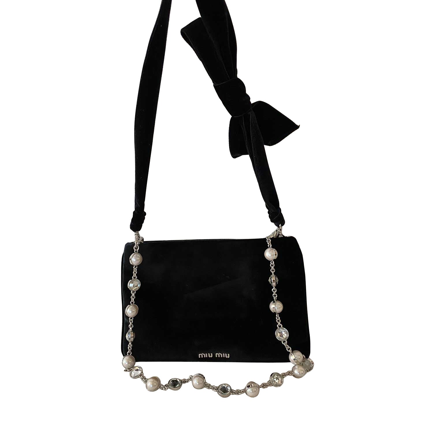 Miu Miu Crystal Pearls VeLouis Vuittonet Shoulder Bag
