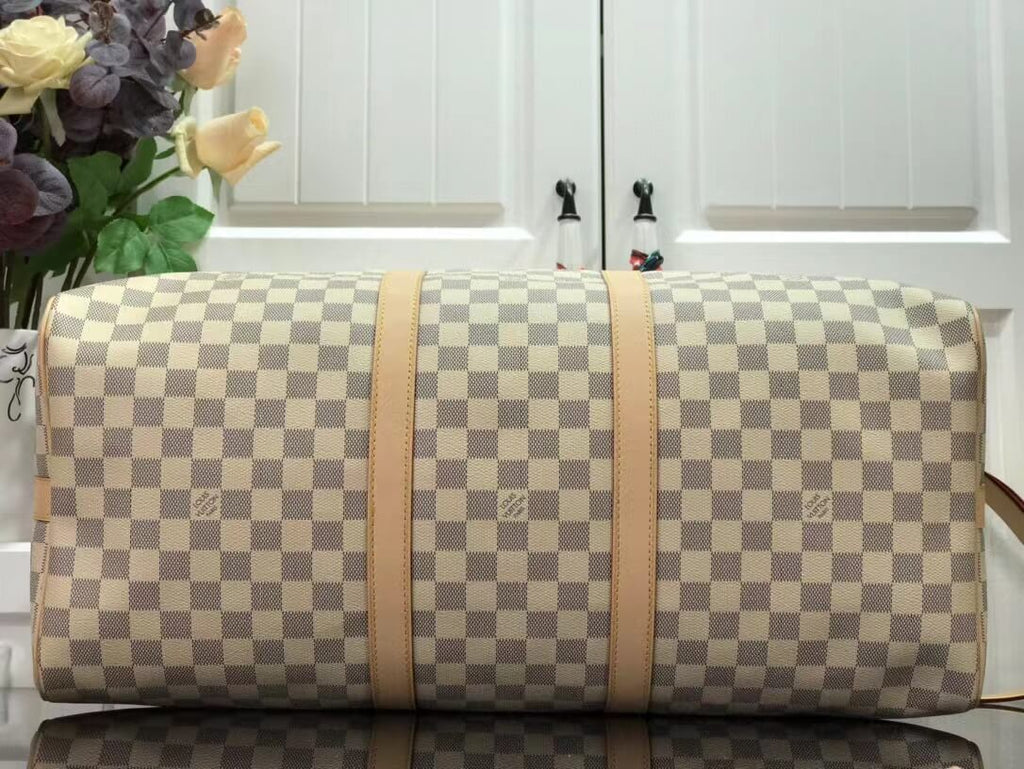 N48223 Keepall Triangle BANDOULIÈRE 50 Tuffetage white damier COWHIDE REAL LEATHER