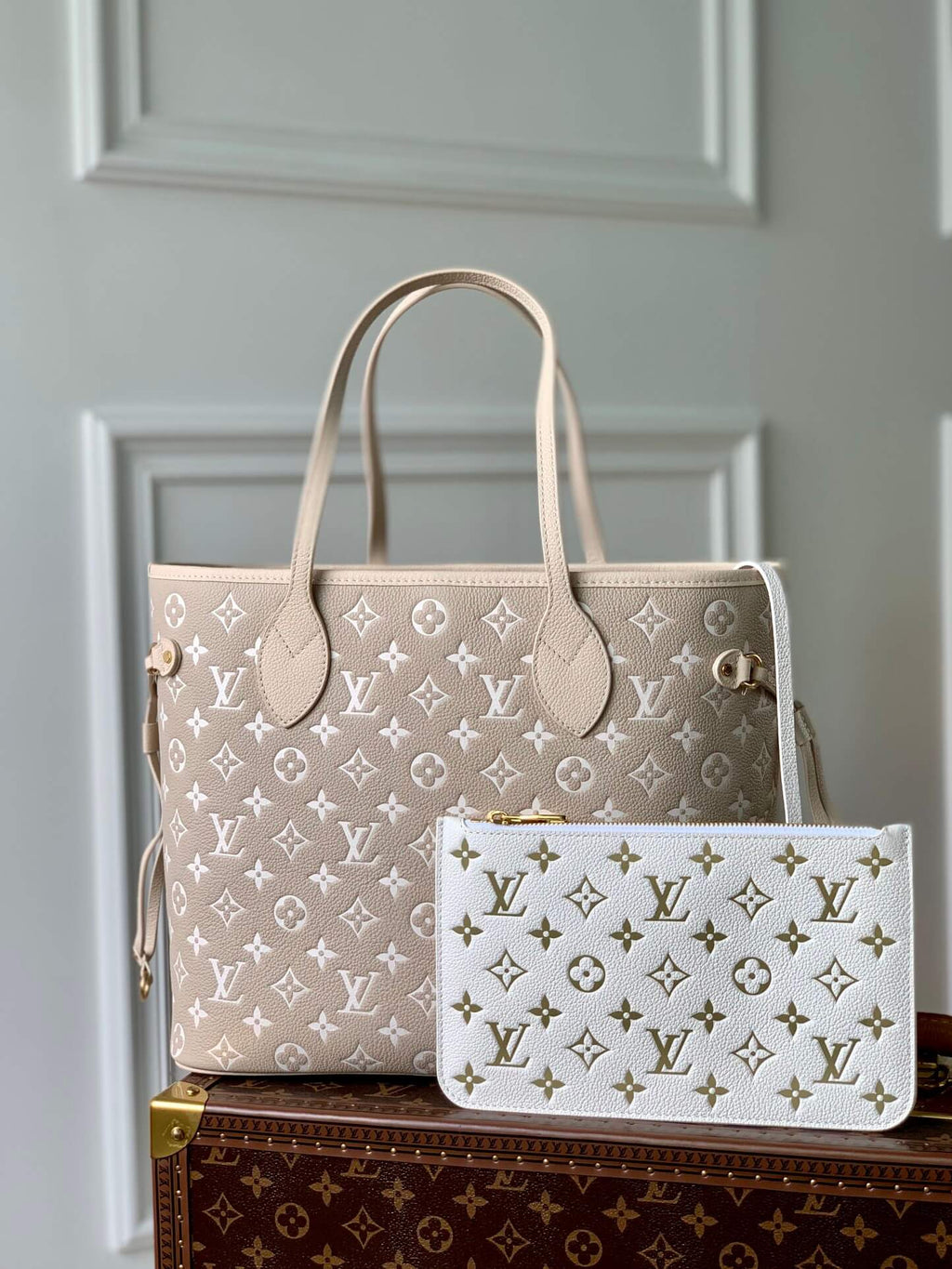 M46102 Neverfull Monogram Empreinte green grey begin subaxillary bag neverfull