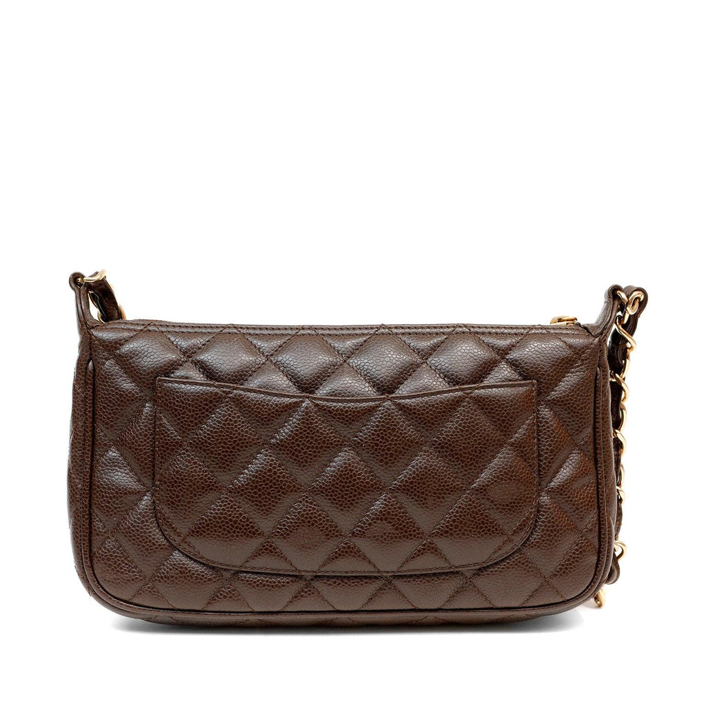 Chanel Dark Brown Caviar Timeless CC Shoulder Bag w/ Gold Hardware