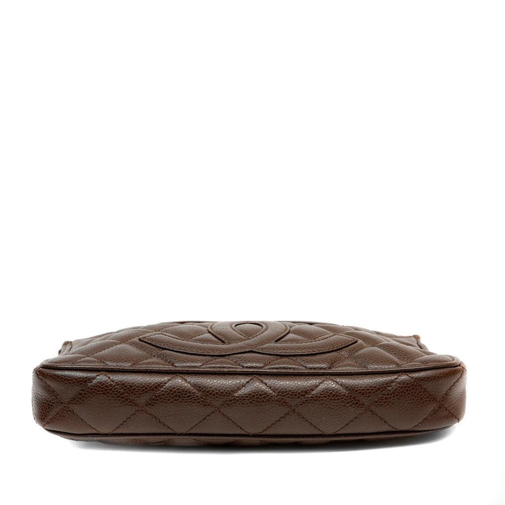 Chanel Dark Brown Caviar Timeless CC Shoulder Bag w/ Gold Hardware