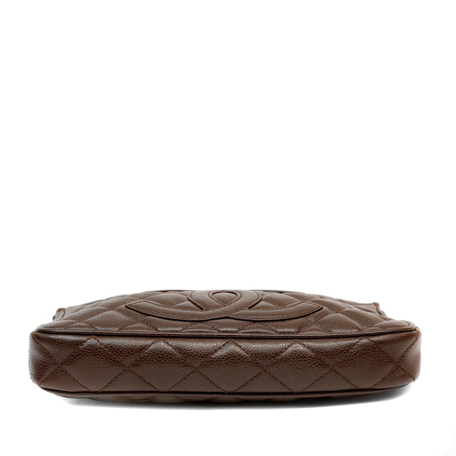 Chanel Dark Brown Caviar Timeless CC Shoulder Bag w/ Gold Hardware