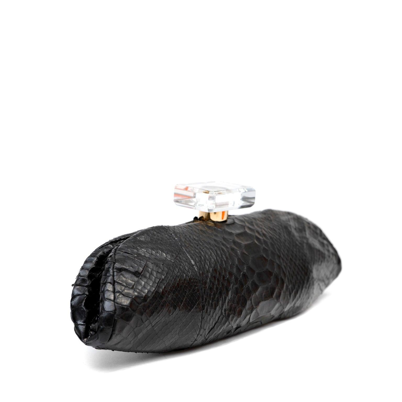 Chanel Python Clutch w/ Cast Resin Top