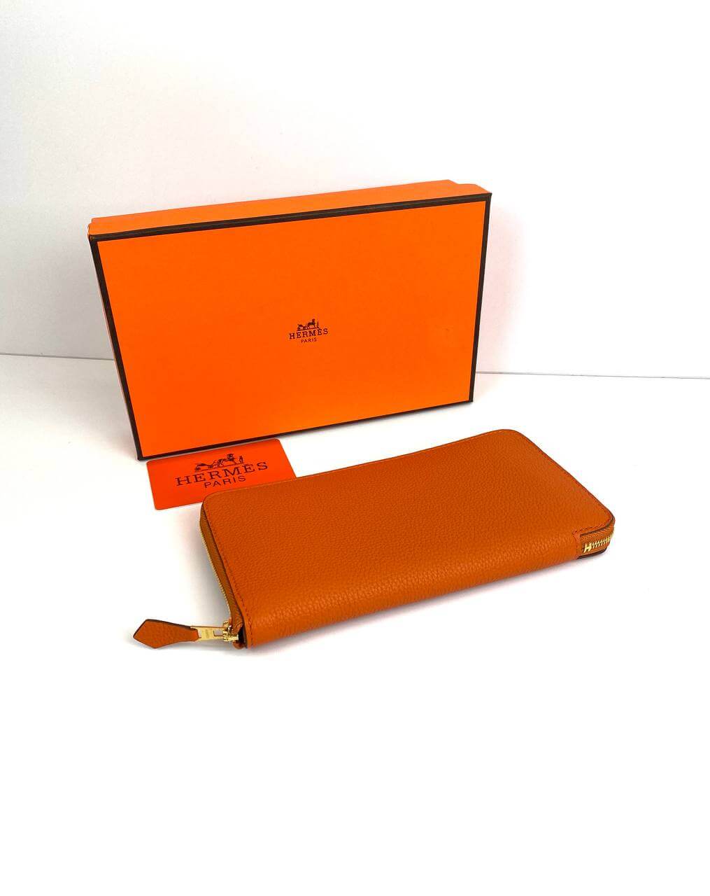 Hermès Orange Azap Zipped Classic Epsom Leather Wallet