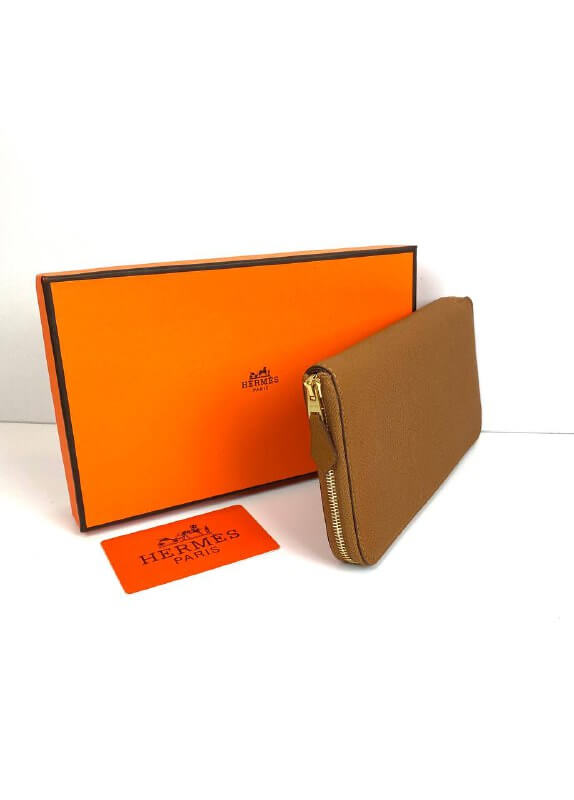 Hermès Brown Azap Zipped Classic Epsom Leather Wallet